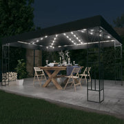 Prieel 3x4 m met LED-lichtslinger antraciet