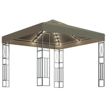 Prieel met LED-lichtslinger 3x3 m stof taupe