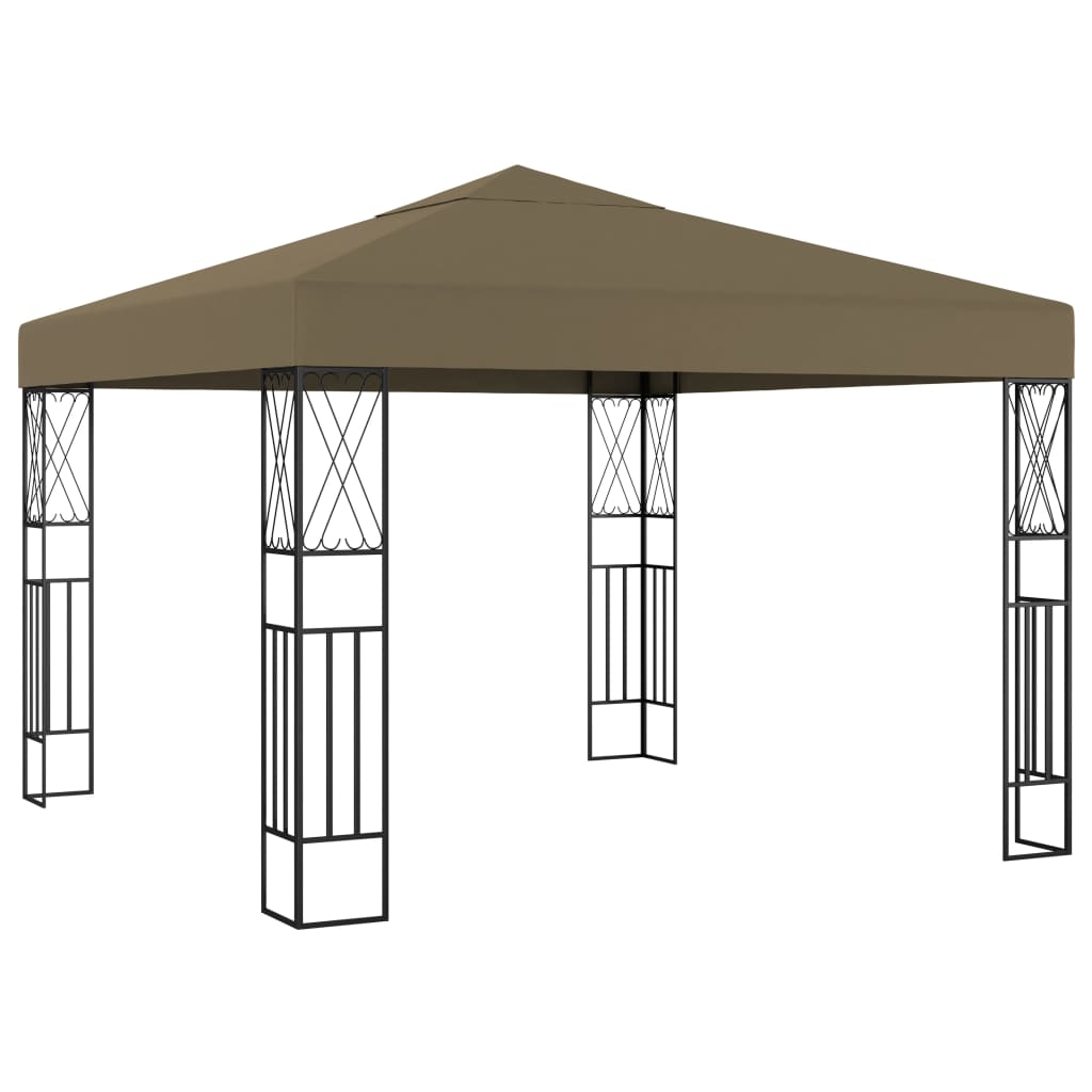 Prieel met LED-lichtslinger 3x3 m stof taupe