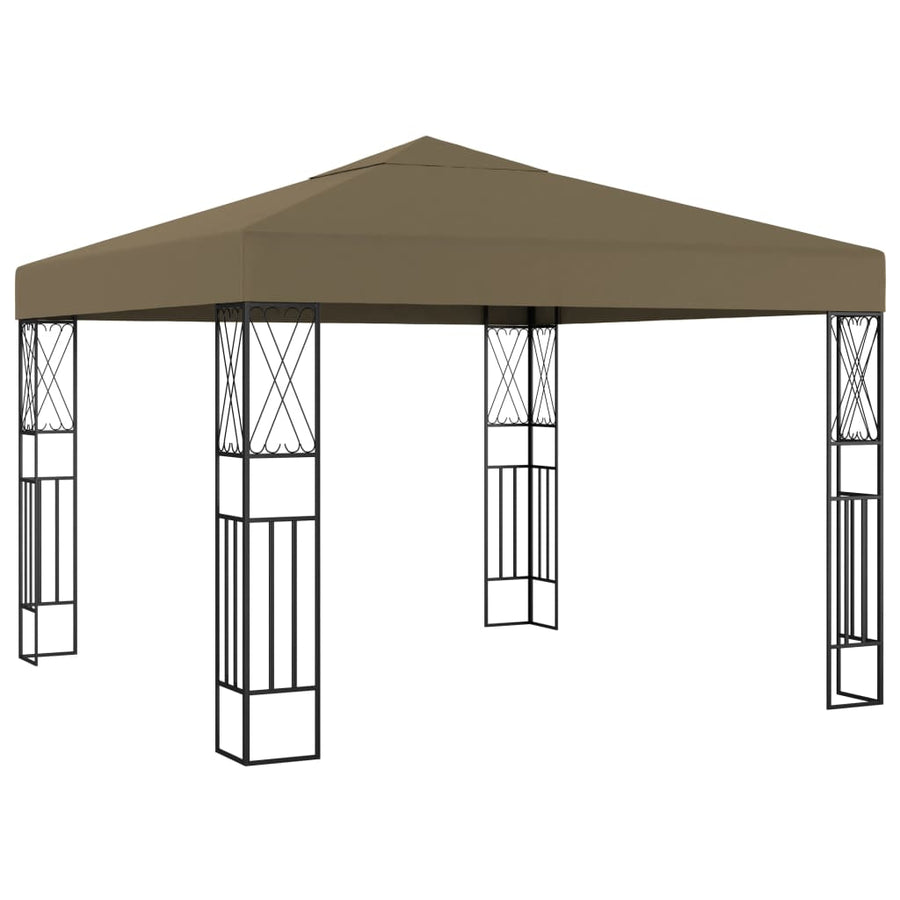 Prieel met LED-lichtslinger 3x3 m stof taupe