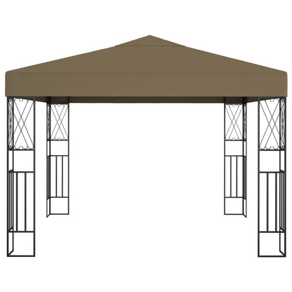 Prieel met LED-lichtslinger 3x3 m stof taupe