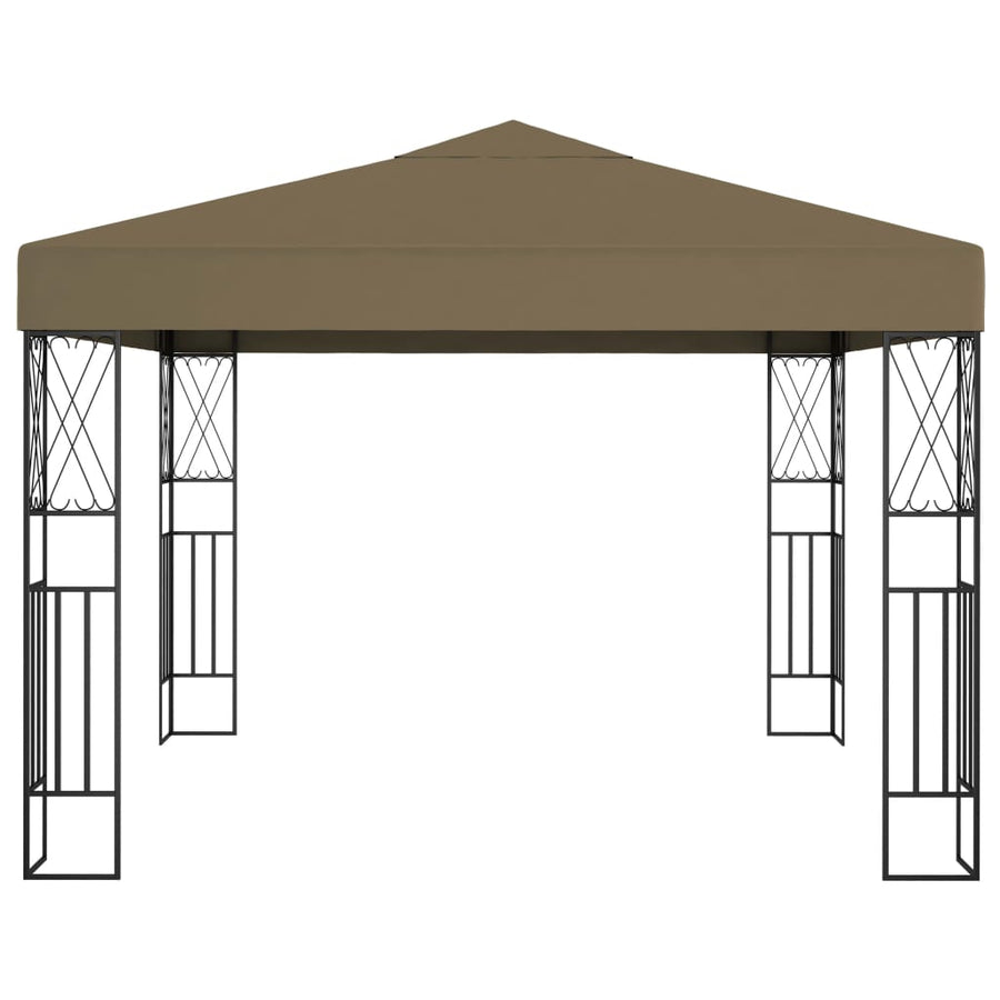 Prieel met LED-lichtslinger 3x3 m stof taupe