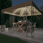 Gazebo with LED light string 3x3 m fabric taupe