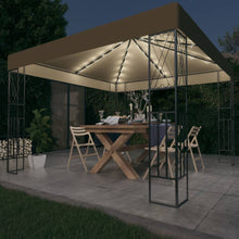 Prieel met LED-lichtslinger 3x3 m stof taupe