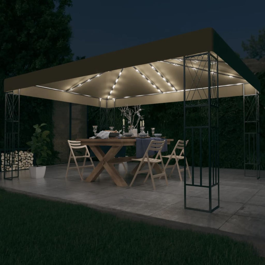 Prieel Met Led-Lichtslinger Stof 3 x 4 m