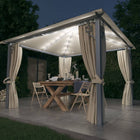 Gazebo with curtain and LED light string 3x3 m aluminum cream