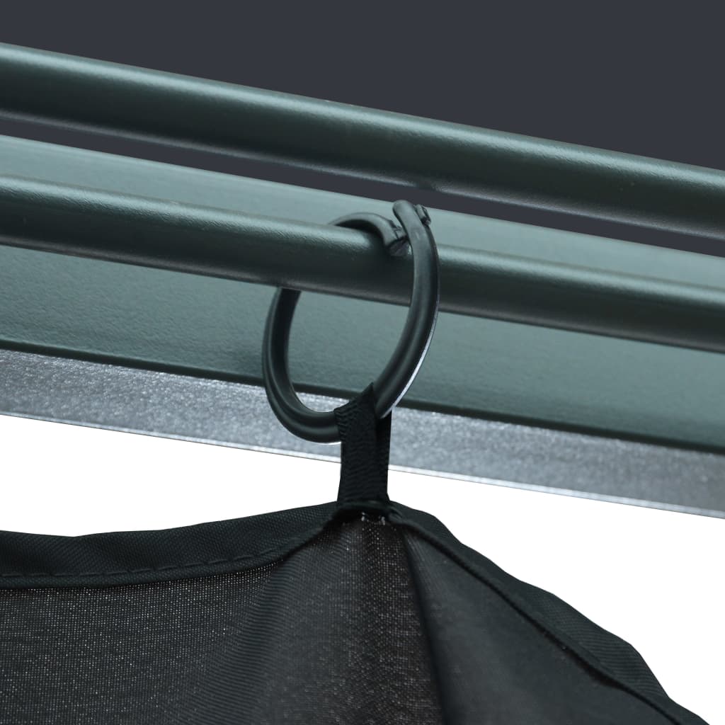 Prieel Met Gordijn Led-Lichtslinger 3X3 M Aluminium 300 x 300 cm Antraciet