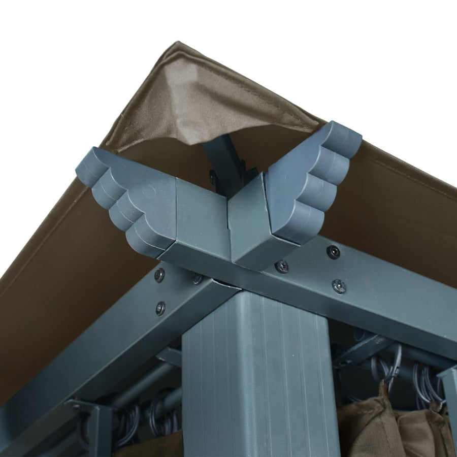 Prieel Met Gordijn En Led-Lichtslinger 3X3 M Aluminium 300 x 300 cm Taupe