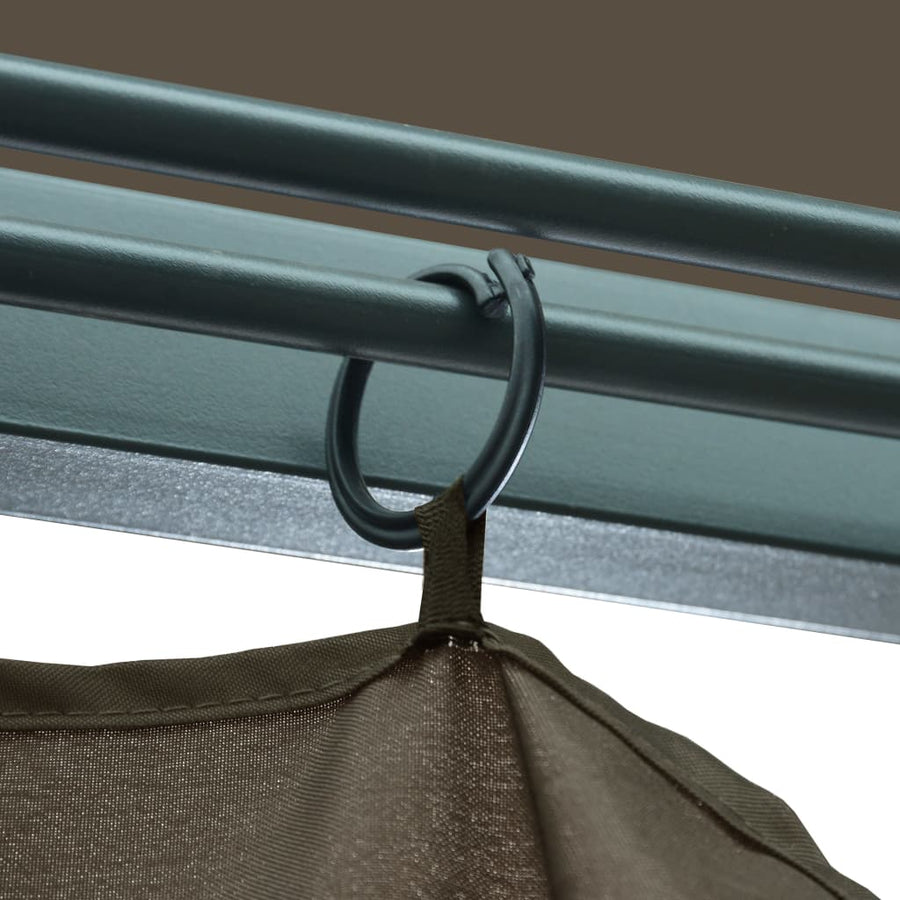 Prieel Met Gordijn En Led-Lichtslinger 3X3 M Aluminium 300 x 300 cm Taupe