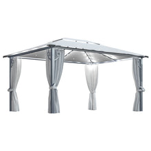 Prieel Met Gordijn En Led-Lichtslinger 4X3 M Aluminium 400 x 300 cm Crème