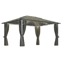 Prieel Met Gordijn En Led-Lichtslinger 4X3 M Aluminium 400 x 300 cm Taupe