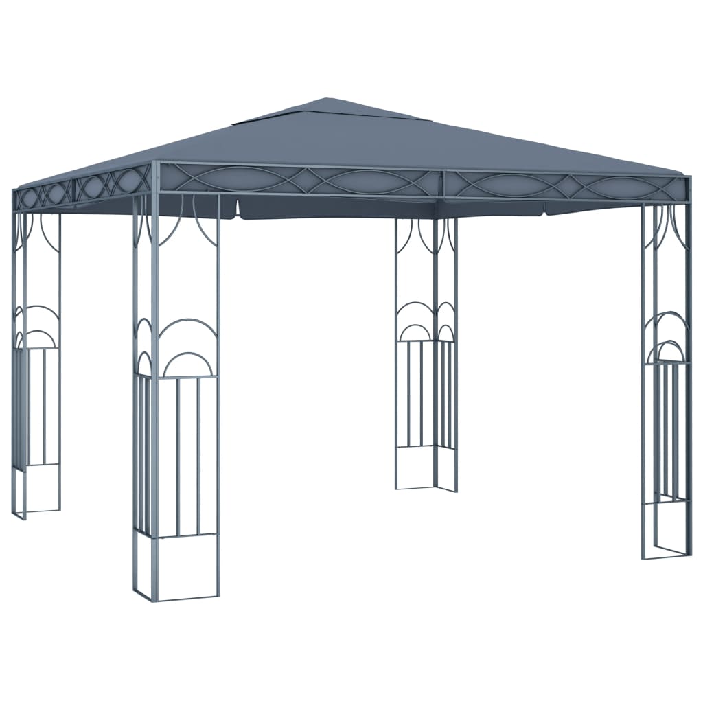Prieel Met Led-Lichtslinger Kleurig 300 x 300 cm Antraciet