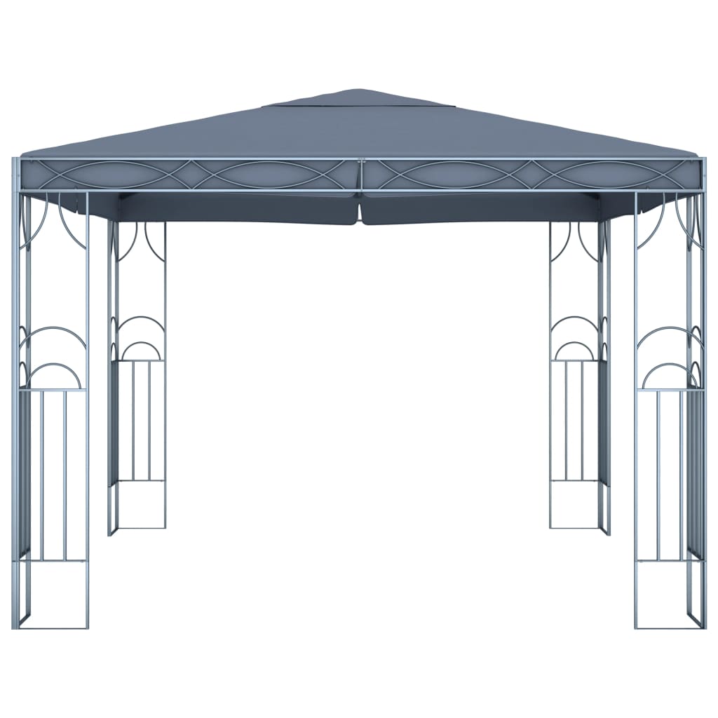 Prieel Met Led-Lichtslinger Kleurig 300 x 300 cm Antraciet