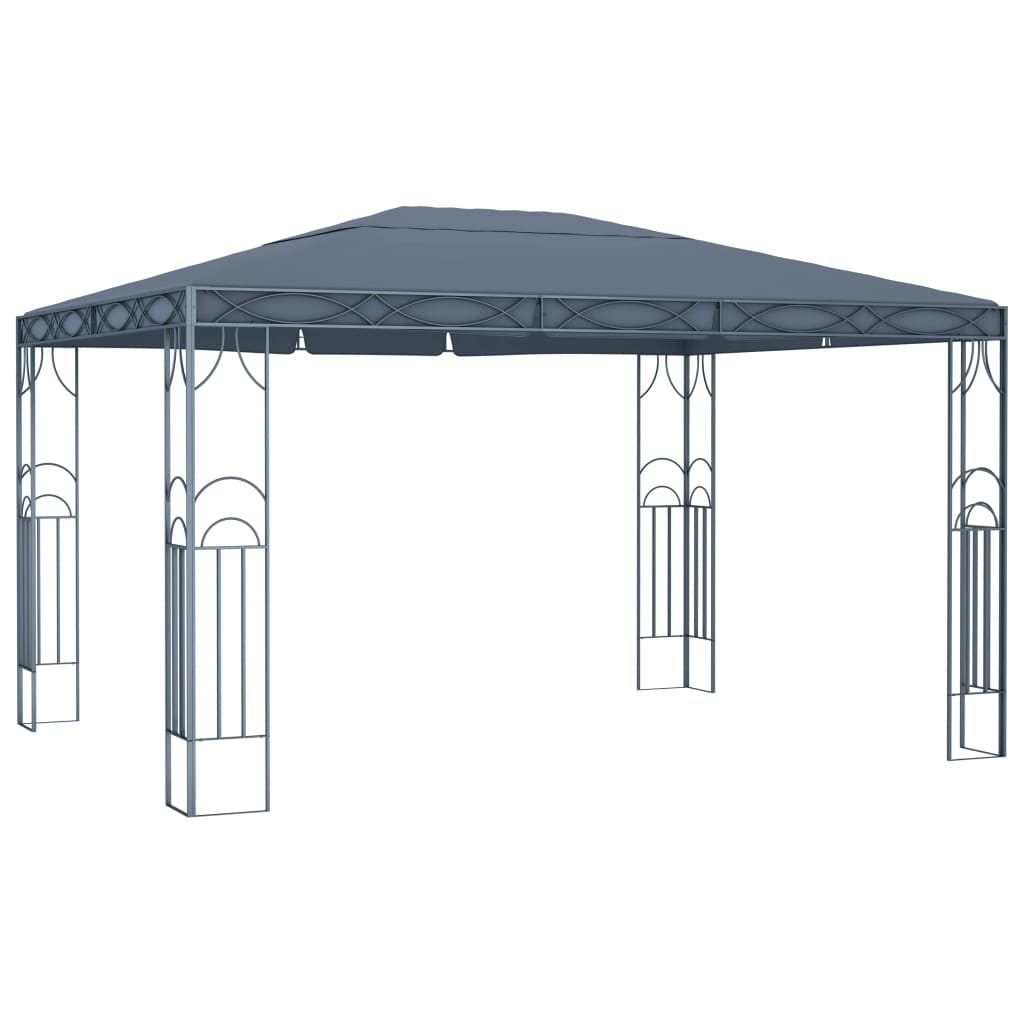 Prieel Met Led-Lichtslinger Kleurig 400 x 300 cm Antraciet