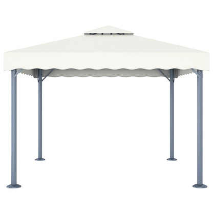 Prieel Met Led-Lichtslinger 300X300 Cm Aluminium Kleurig Crème