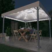 Prieel 300x300 cm aluminium crèmekleurig met LED