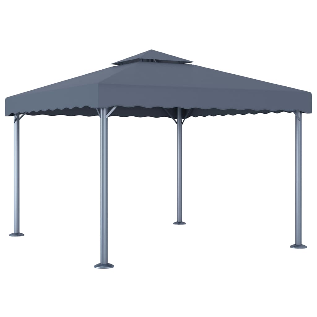 Prieel Met Led-Lichtslinger 300X300 Cm Aluminium Kleur Antraciet