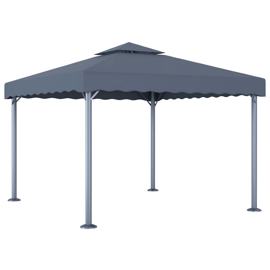 Prieel Met Led-Lichtslinger 300X300 Cm Aluminium Kleur Antraciet
