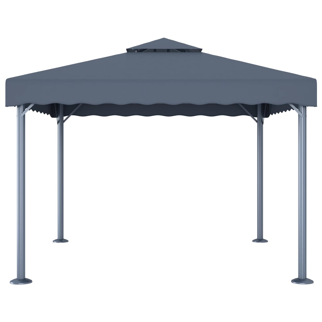 Prieel Met Led-Lichtslinger 300X300 Cm Aluminium Kleur Antraciet