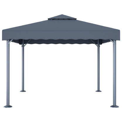 Prieel Met Led-Lichtslinger 300X300 Cm Aluminium Kleur Antraciet