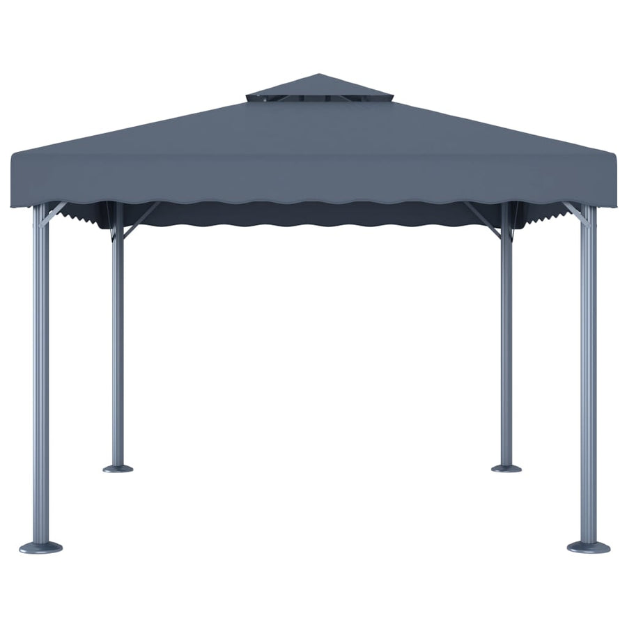 Prieel Met Led-Lichtslinger 300X300 Cm Aluminium Kleur Antraciet