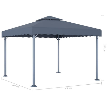 Prieel Met Led-Lichtslinger 300X300 Cm Aluminium Kleur Antraciet