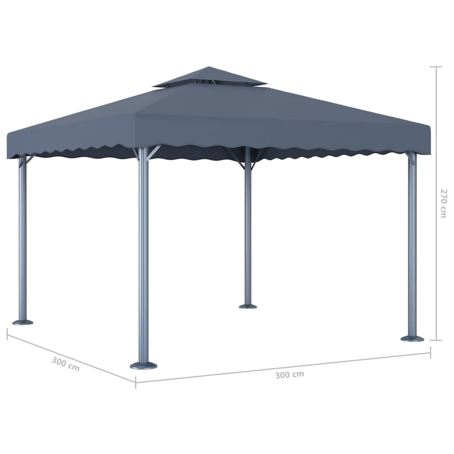 Prieel Met Led-Lichtslinger 300X300 Cm Aluminium Kleur Antraciet