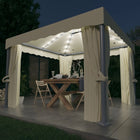 Gazebo with curtain and LED light chain 3x3 m cream white