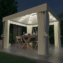 Prieel Met Gordijn En Led-Lichtslinger Wit 3 x 3 m Crème