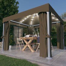 Prieel Met Gordijn En Led-Lichtslinger 3 x 3 m Taupe