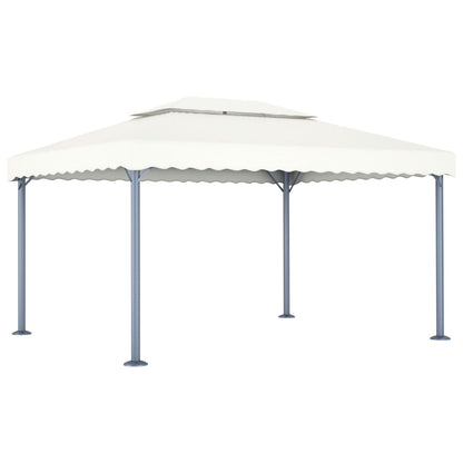 Prieel Met Led-Lichtslinger 400X300 Cm Aluminium Kleurig Crème
