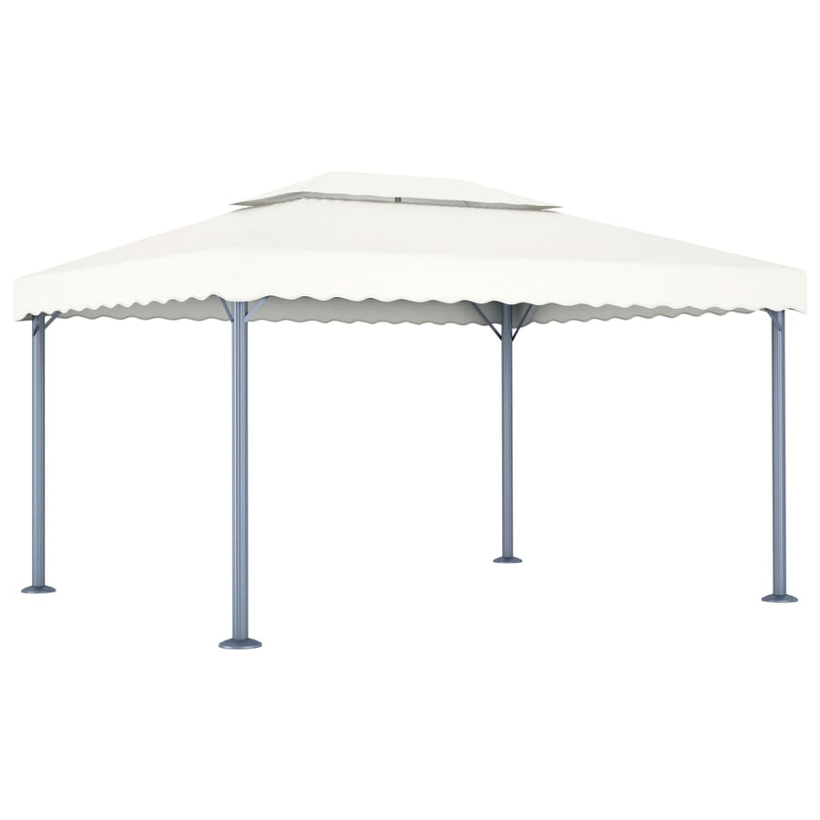 Prieel Met Led-Lichtslinger 400X300 Cm Aluminium Kleurig Crème