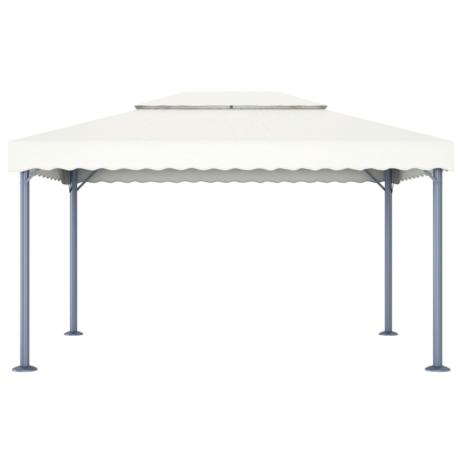 Prieel Met Led-Lichtslinger 400X300 Cm Aluminium Kleurig Crème