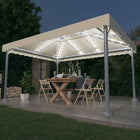 Prieel 400x300 cm aluminium crèmekleurig met LED