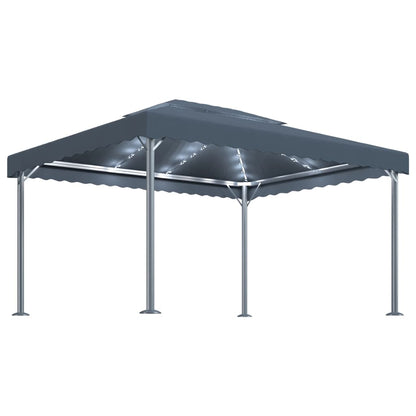 Prieel Met Led-Lichtslinger 400X300 Cm Aluminium Kleur Antraciet