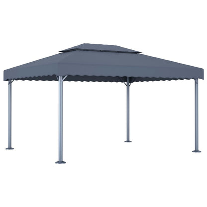 Prieel Met Led-Lichtslinger 400X300 Cm Aluminium Kleur Antraciet