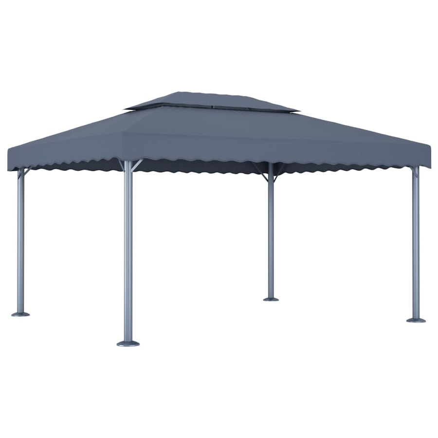 Prieel Met Led-Lichtslinger 400X300 Cm Aluminium Kleur Antraciet