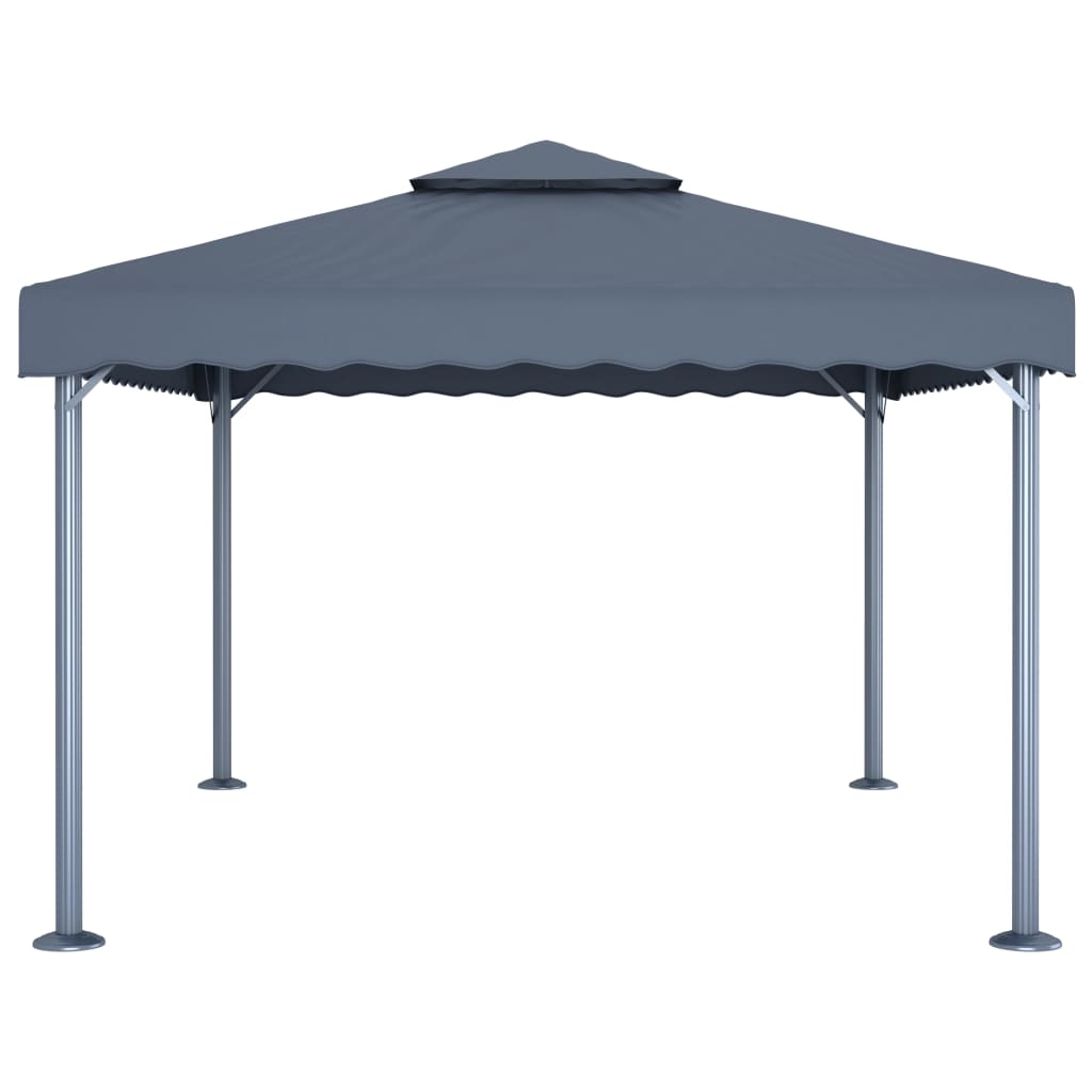Prieel Met Led-Lichtslinger 400X300 Cm Aluminium Kleur Antraciet