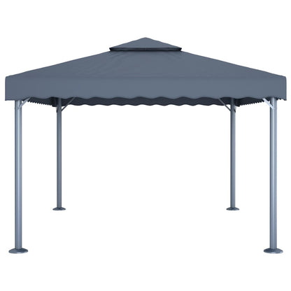 Prieel Met Led-Lichtslinger 400X300 Cm Aluminium Kleur Antraciet