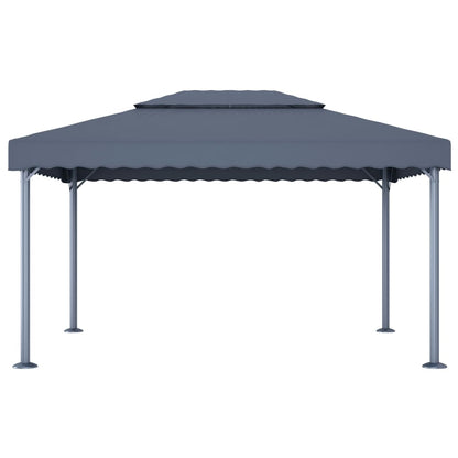Prieel Met Led-Lichtslinger 400X300 Cm Aluminium Kleur Antraciet