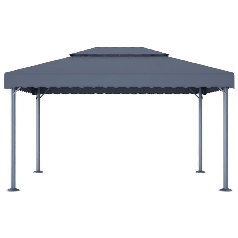 Prieel Met Led-Lichtslinger 400X300 Cm Aluminium Kleur Antraciet