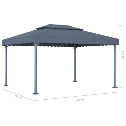Prieel Met Led-Lichtslinger 400X300 Cm Aluminium Kleur Antraciet