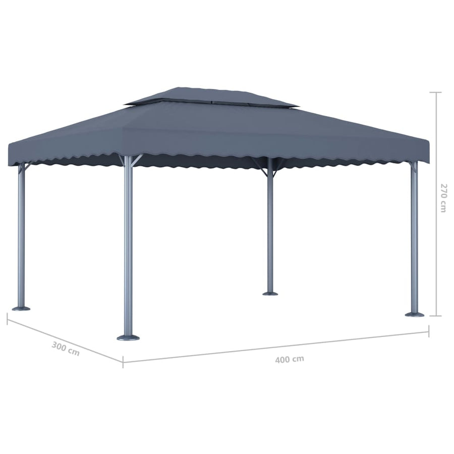 Prieel Met Led-Lichtslinger 400X300 Cm Aluminium Kleur Antraciet