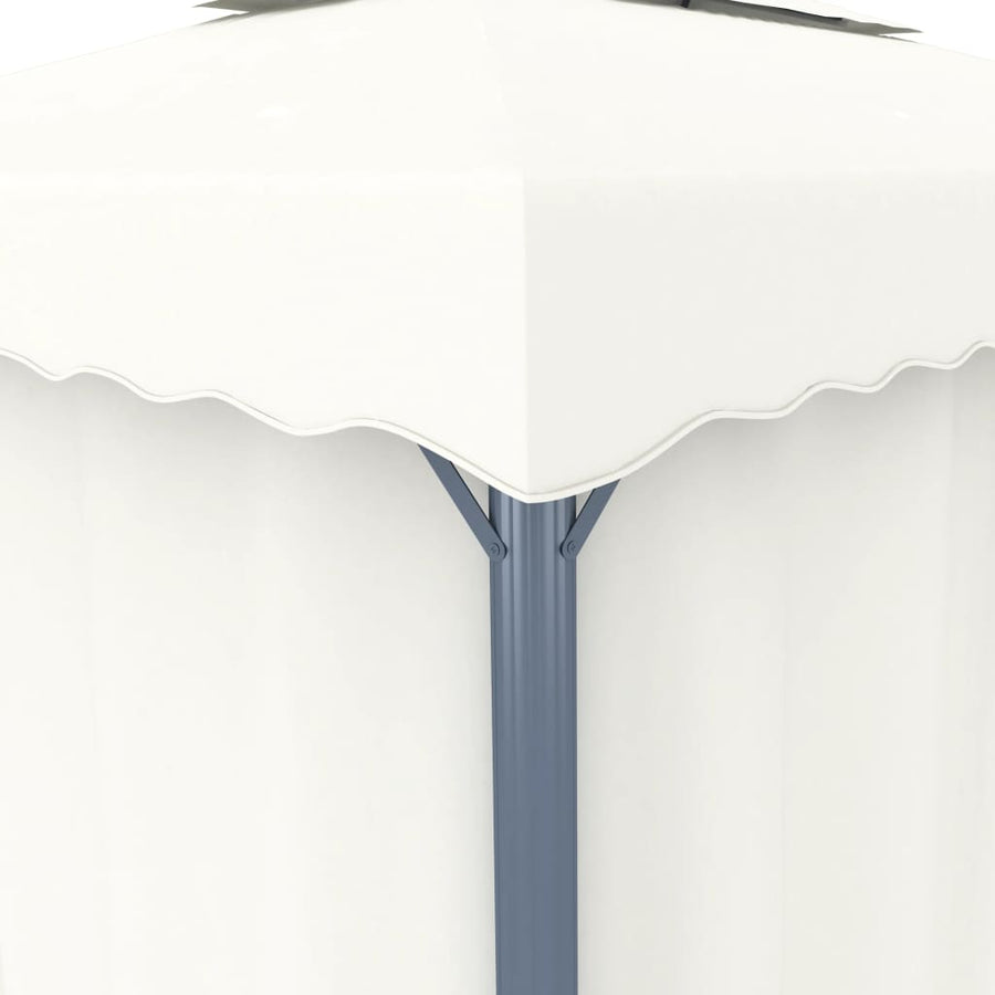 Prieel Met Gordijn En Led-Lichtslinger 4X3 M Wit 4 x 3 cm Crème