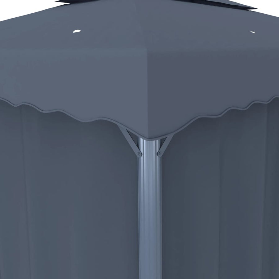 Prieel Met Gordijn En Led-Lichtslinger 4X3 M Kleurig 4 x 3 cm Antraciet
