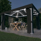 Gazebo with curtain and LED string lights 4x3 m anthracite