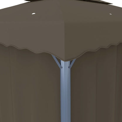 Prieel Met Gordijn En Led-Lichtslinger 4 x 3 m Taupe