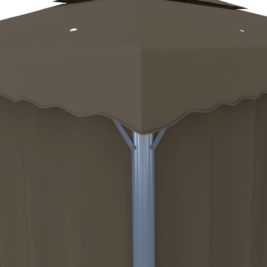 Prieel Met Gordijn En Led-Lichtslinger 4 x 3 m Taupe