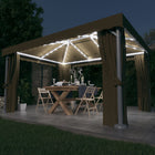 Prieel 4x3 m taupe met gordijn en LED