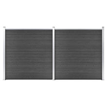 Schuttingpanelenset 353x186 cm HKC zwart Zwart 2 secties